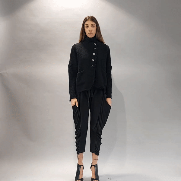 A39B SM216 BLACK Wool Bouclé Oversize Jacket