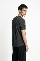LA HAINE INSIDE US M1294 grey cold-dyed cotton T-shirt, three-quarter back view