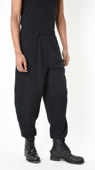 A33B LM18025 PANTALONE Cargo Over Cotone Operato 530gr. Nero