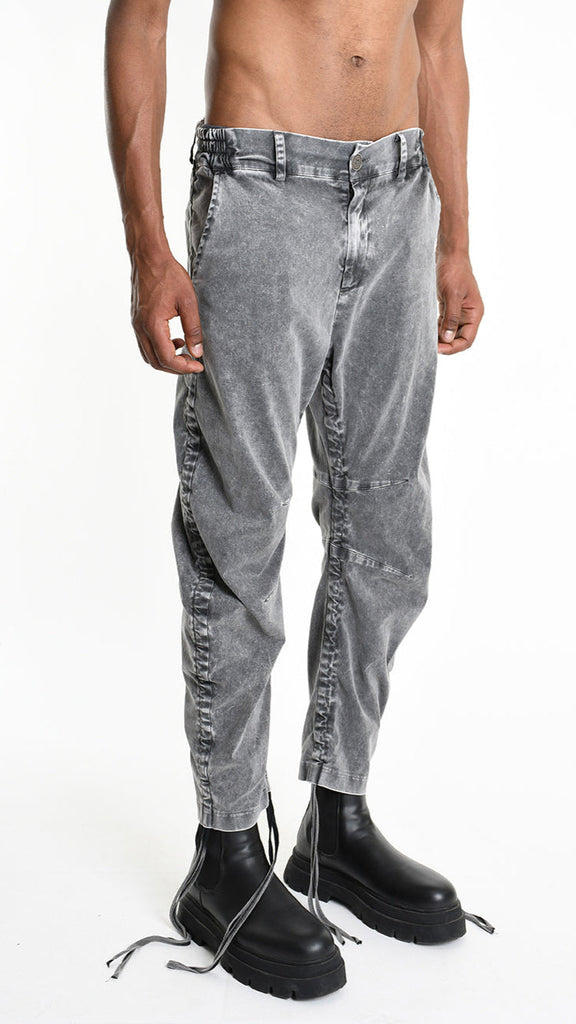 A33B M103325 TROUSER in marmorized grey, regular fit, made in Italy, featuring cotton stretch fabric, elastic waist, and coulisse details.