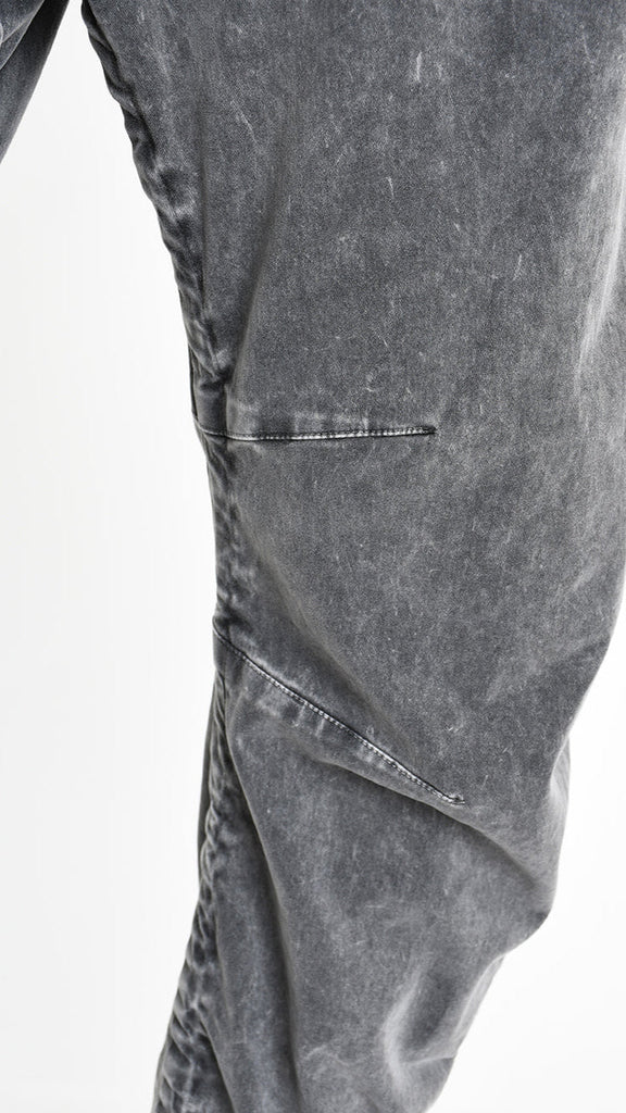 A33B M103325 TROUSER, marmorized grey, cotton stretch, elastic waist, Italian-made.