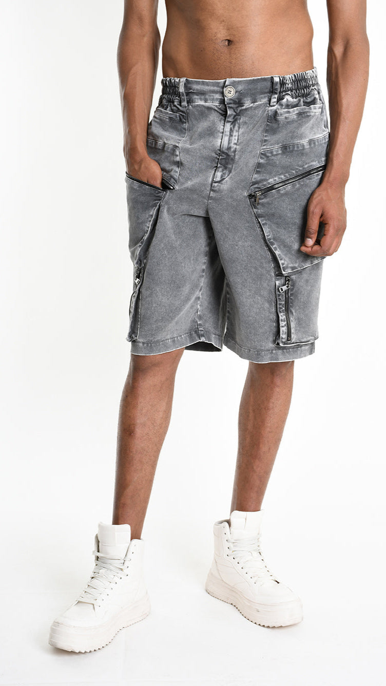 A33B M103525 SHORT Regular Cotton Stretch Marmorized Grey