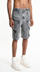 A33B M103525 SHORT Regular Cotton Stretch Marmorized Grey