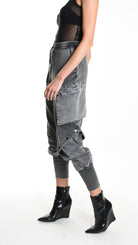 Α33B M104325 TROUSER Cargo Fleece & Cotton Stretch Marmorized UNISEX D Grey