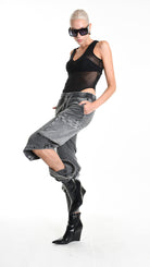 Α33B M104325 TROUSER Cargo Fleece & Cotton Stretch Marmorized UNISEX D Grey