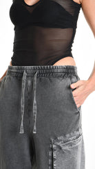 Α33B M104325 TROUSER Cargo Fleece & Cotton Stretch Marmorized UNISEX D Grey