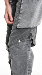 Α33B M104325 TROUSER Cargo Fleece & Cotton Stretch Marmorized UNISEX D Grey