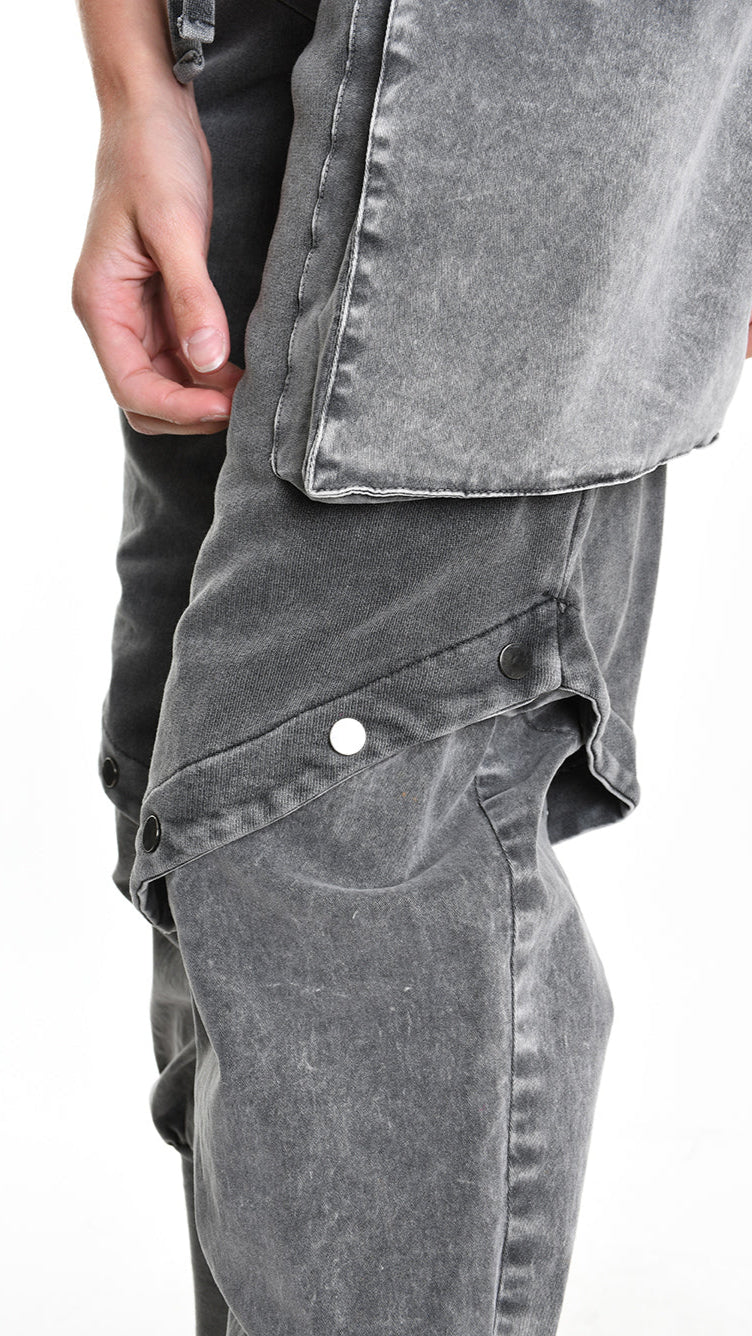 Α33B M104325 TROUSER Cargo Fleece & Cotton Stretch Marmorized UNISEX D Grey