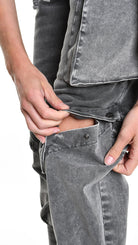 Α33B M104325 TROUSER Cargo Fleece & Cotton Stretch Marmorized UNISEX D Grey
