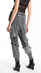Α33B M104325 TROUSER Cargo Fleece & Cotton Stretch Marmorized UNISEX D Grey
