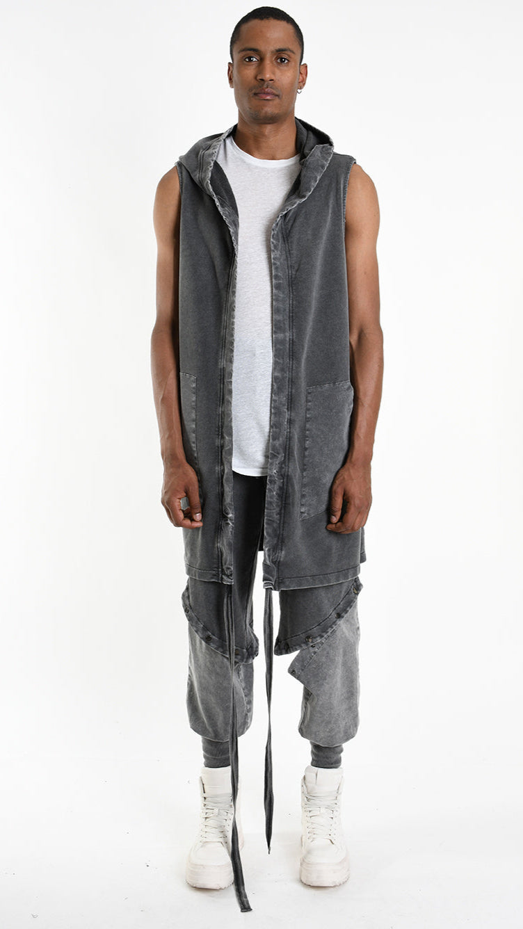 A33B M104325 TROUSER Cargo Fleece & Cotton Stretch Marmorized UNISEX U Grey