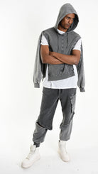 A33B M104525 FLEECE Comfort Cotton Stretch Marmorized UNISEX U Grey