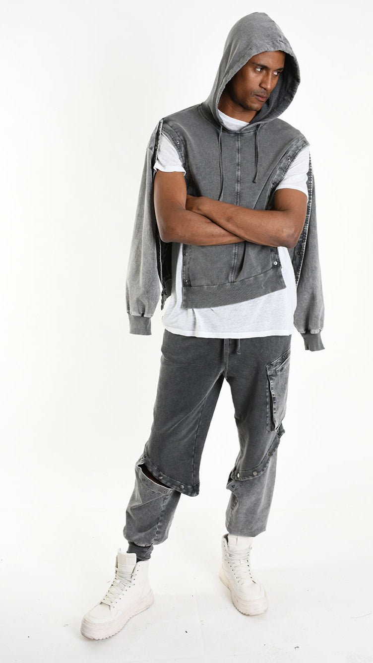 A33B M104525 FLEECE Comfort Cotton Stretch Marmorized UNISEX U Grey