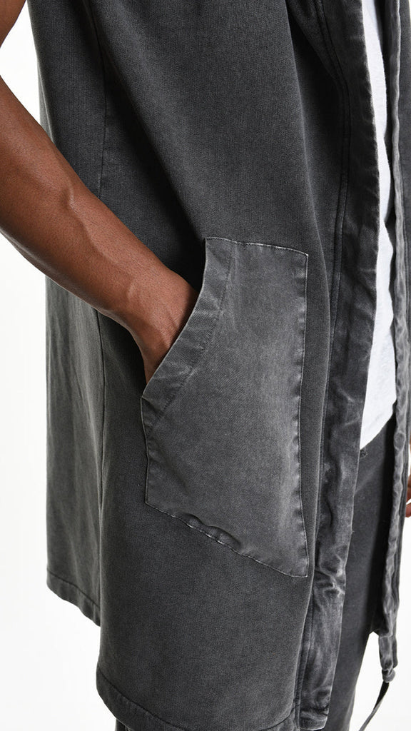 A33B M104725 GILET in grey with fleece and cotton stretch, featuring marmorized design, pocket detail, and gabardina inserts.