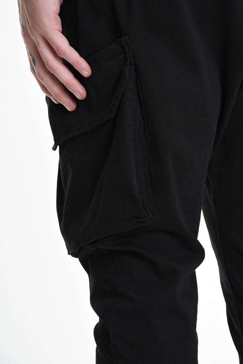 3B M1101 TROUSER Regular Gabardine Cotton Stretch Black MAN LA HAINE INSIDE US