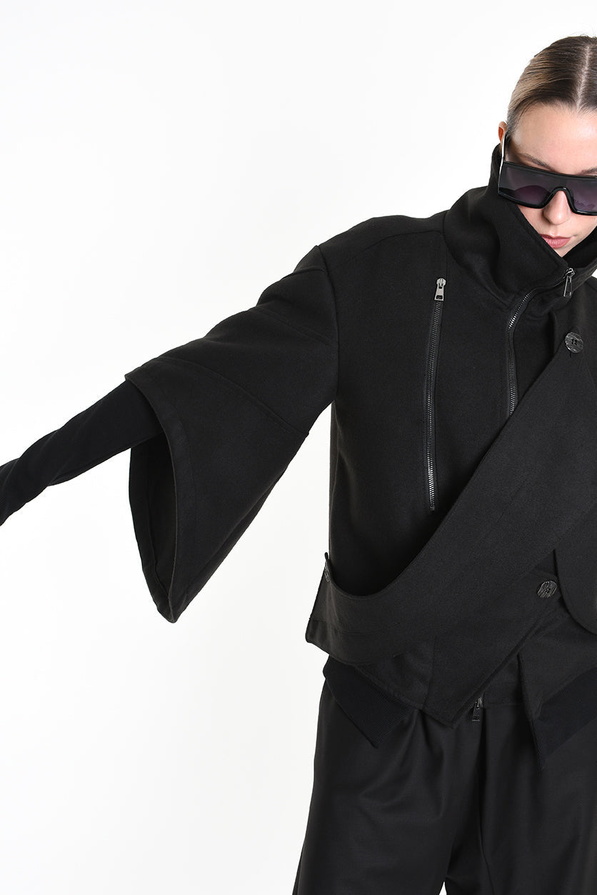 3B M1115 SPORT JACKET Over Cloth UNISEX D Black LA HAINE INSIDE US