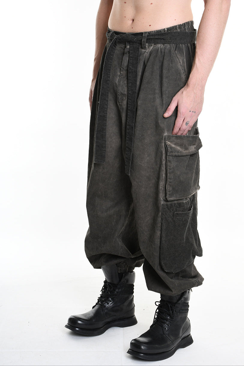3B M1117 TROUSER Over Cotton Stretch & Velvet Dyed Cold Mud MAN LA HAINE INSIDE US
