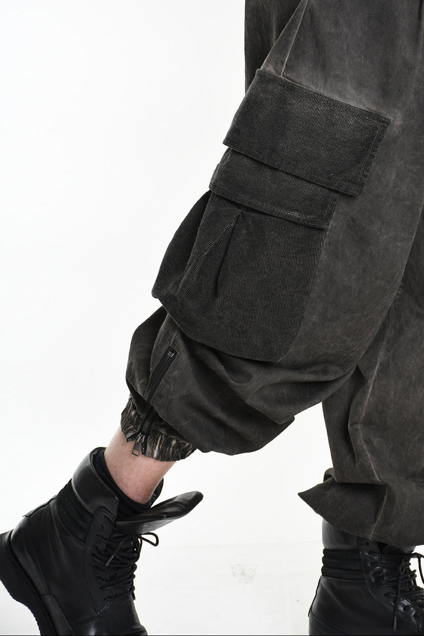 3B M1117 TROUSER Over Cotton Stretch & Velvet Dyed Cold Mud MAN LA HAINE INSIDE US