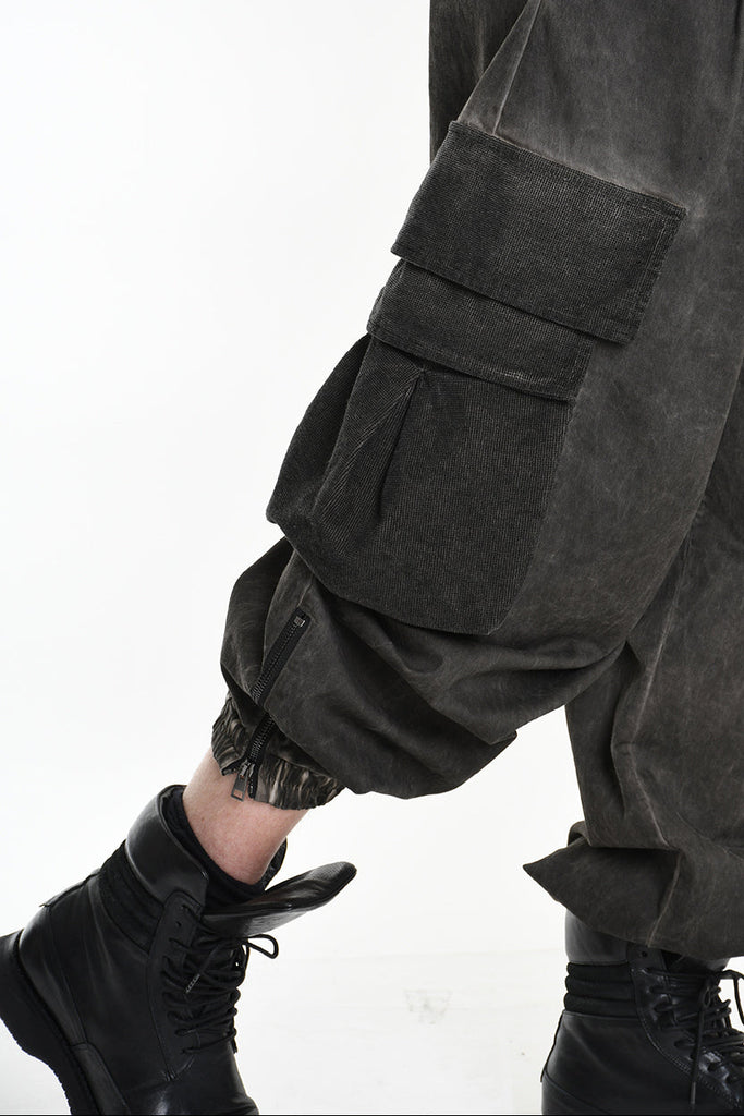 3B M1117 TROUSER Over Cotton Stretch & Velvet Dyed Cold Mud MAN LA HAINE INSIDE US