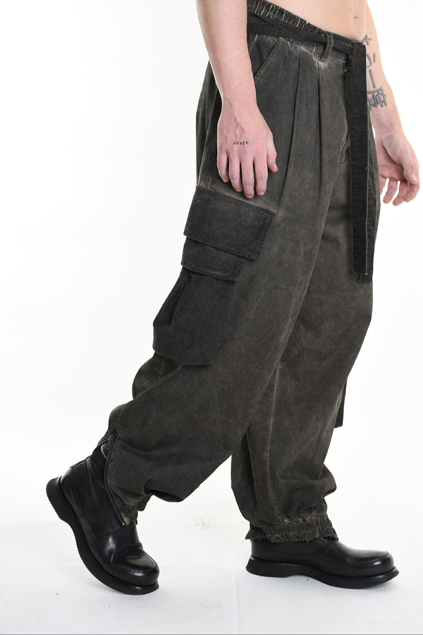 3B M1117 TROUSER Over Cotton Stretch & Velvet Dyed Cold Mud MAN LA HAINE INSIDE US