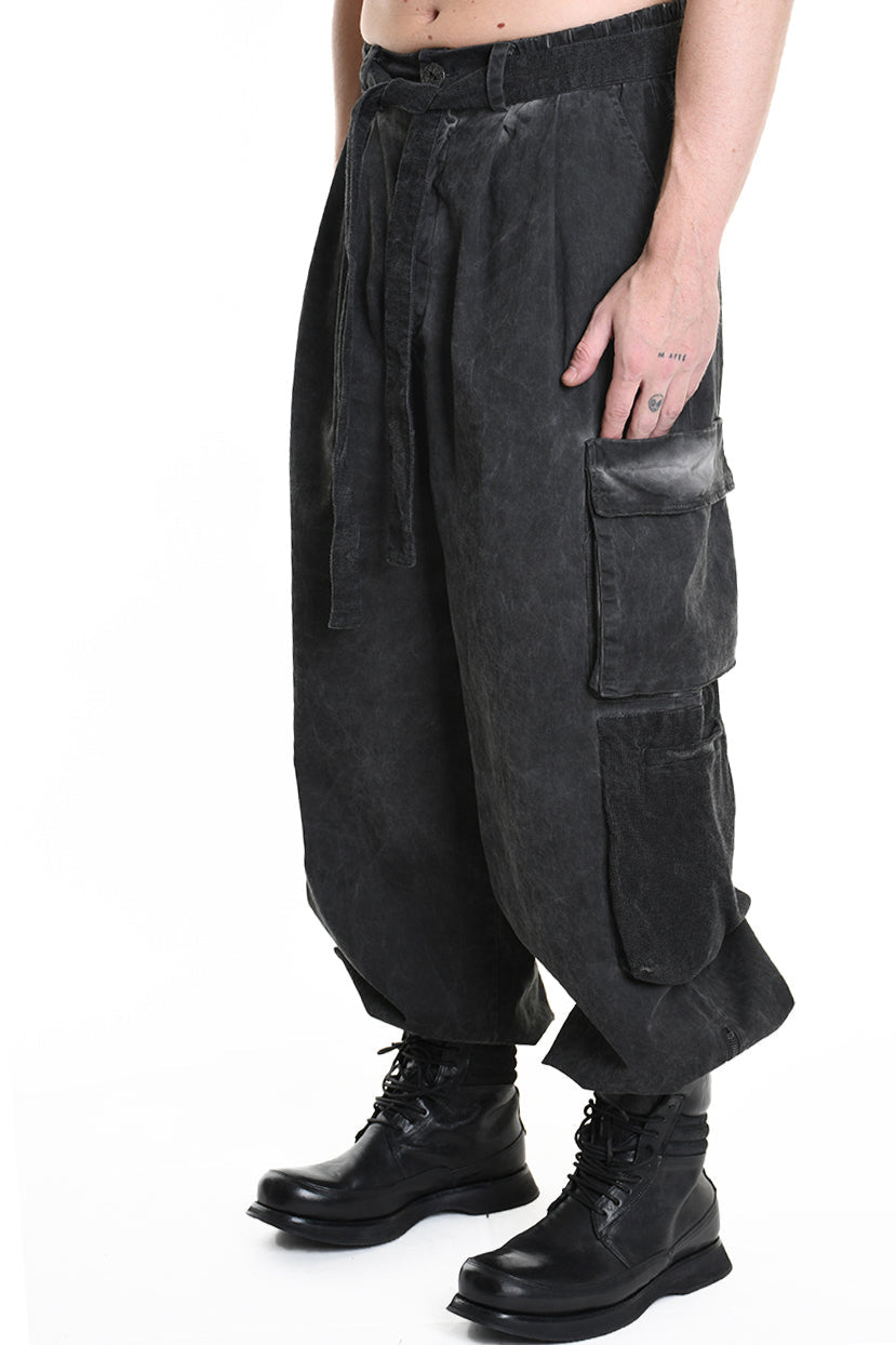 3B M1117 TROUSER Over Cotton Stretch & Velvet Dyed Cold Black LA HAINE INSIDE US