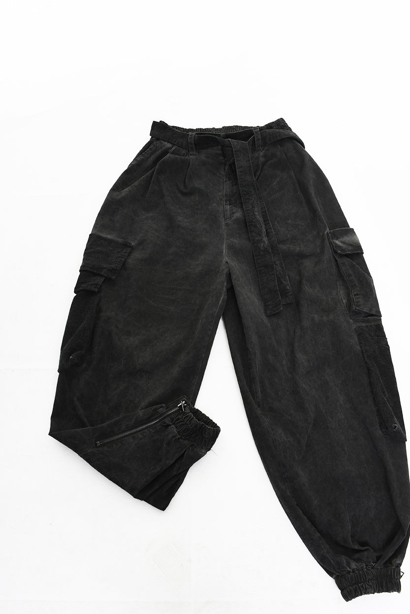 3B M1117 TROUSER Over Cotton Stretch & Velvet Dyed Cold Black LA HAINE INSIDE US