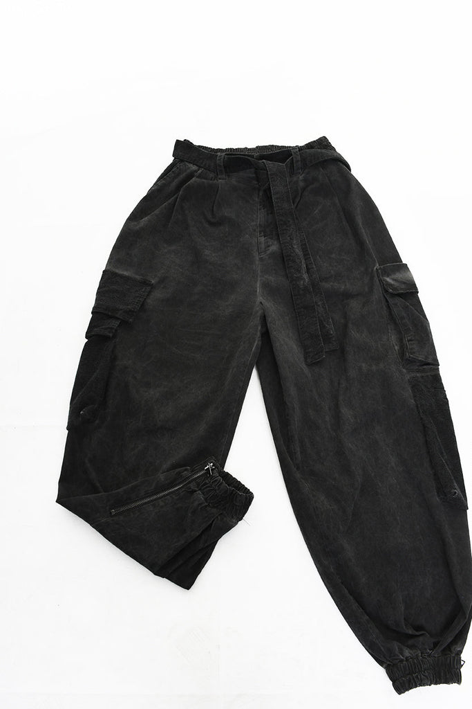 3B M1117 TROUSER Over Cotton Stretch & Velvet Dyed Cold Black LA HAINE INSIDE US