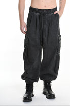 3B M1117 TROUSER Over Cotton Stretch & Velvet Dyed Cold Black LA HAINE INSIDE US