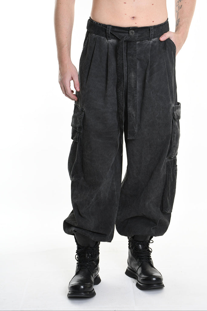 3B M1117 TROUSER Over Cotton Stretch & Velvet Dyed Cold Black LA HAINE INSIDE US