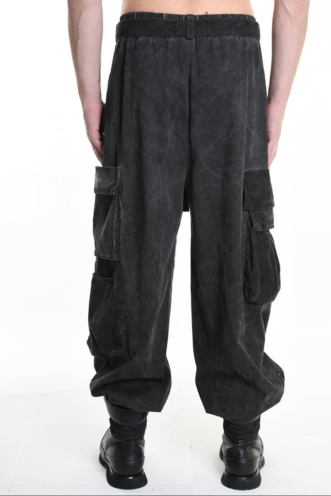 3B M1117 TROUSER Over Cotton Stretch & Velvet Dyed Cold Black LA HAINE INSIDE US