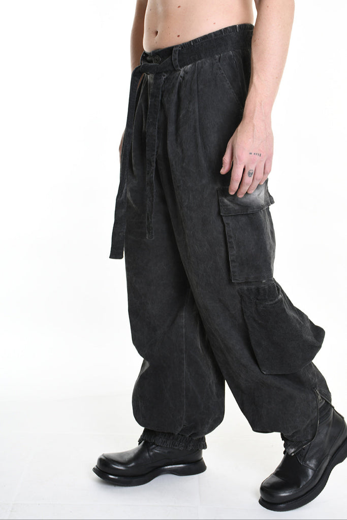 3B M1117 TROUSER Over Cotton Stretch & Velvet Dyed Cold Black LA HAINE INSIDE US