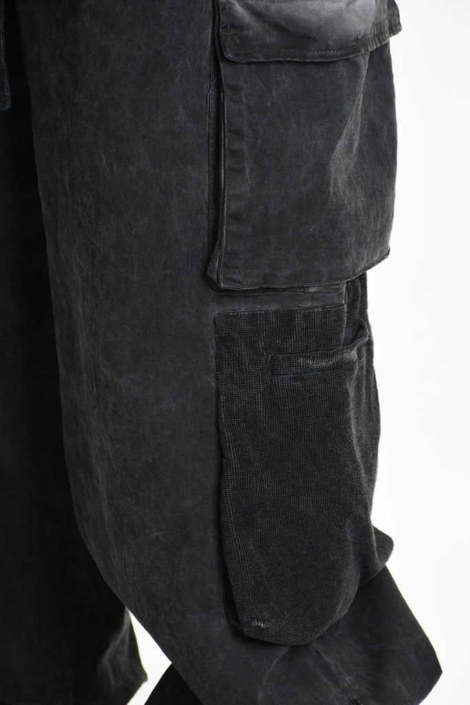 3B M1117 TROUSER Over Cotton Stretch & Velvet Dyed Cold Black LA HAINE INSIDE US