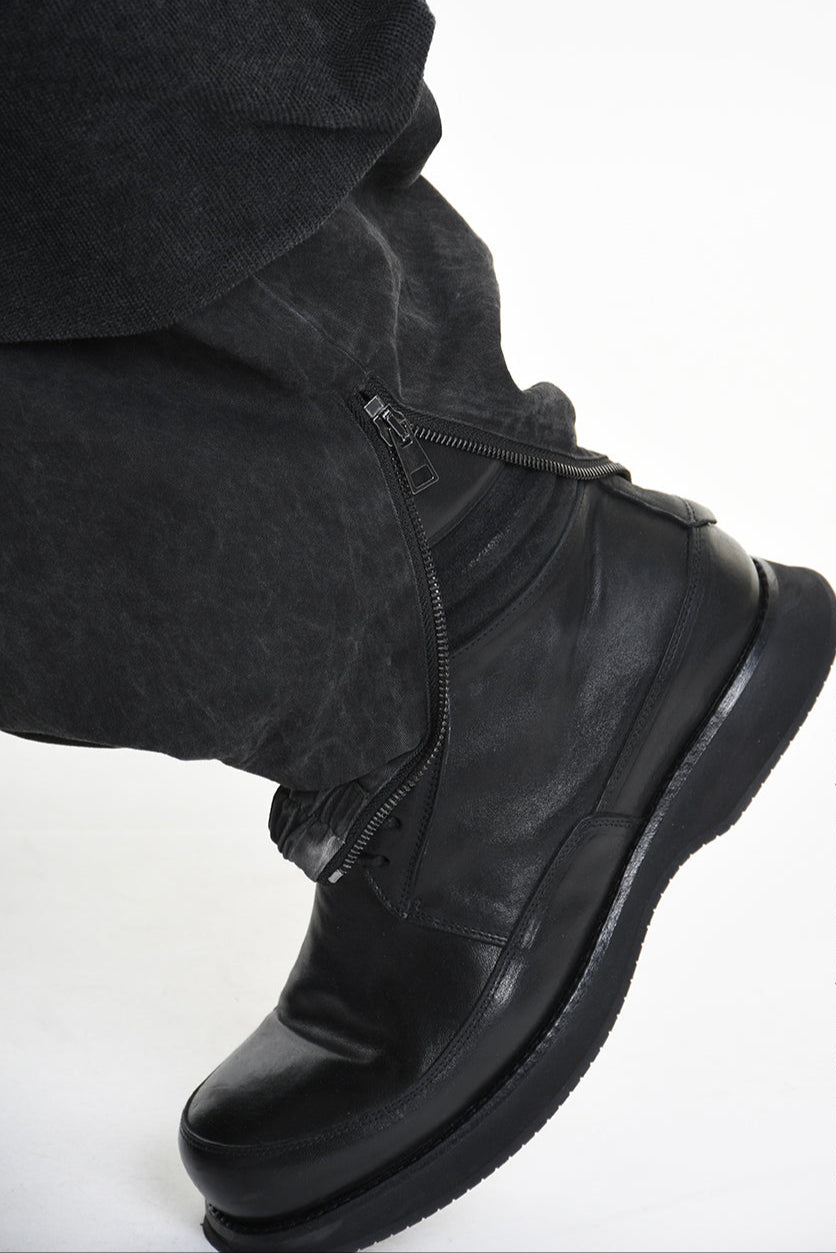 3B M1117 TROUSER Over Cotton Stretch & Velvet Dyed Cold Black LA HAINE INSIDE US