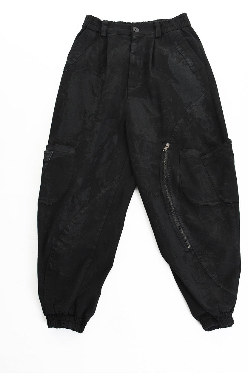 3B M1121 TROUSER Over Bull Stretch Coated Black MAN LA HAINE INSIDE US