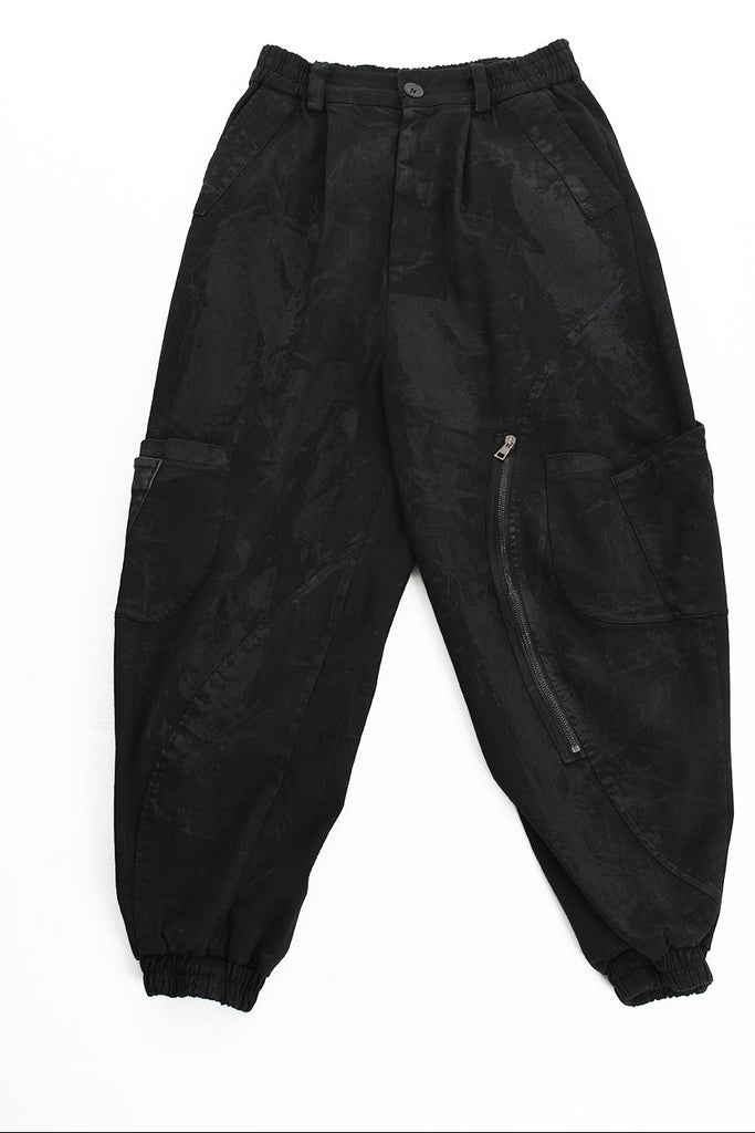 3B M1121 TROUSER Over Bull Stretch Coated Black MAN LA HAINE INSIDE US