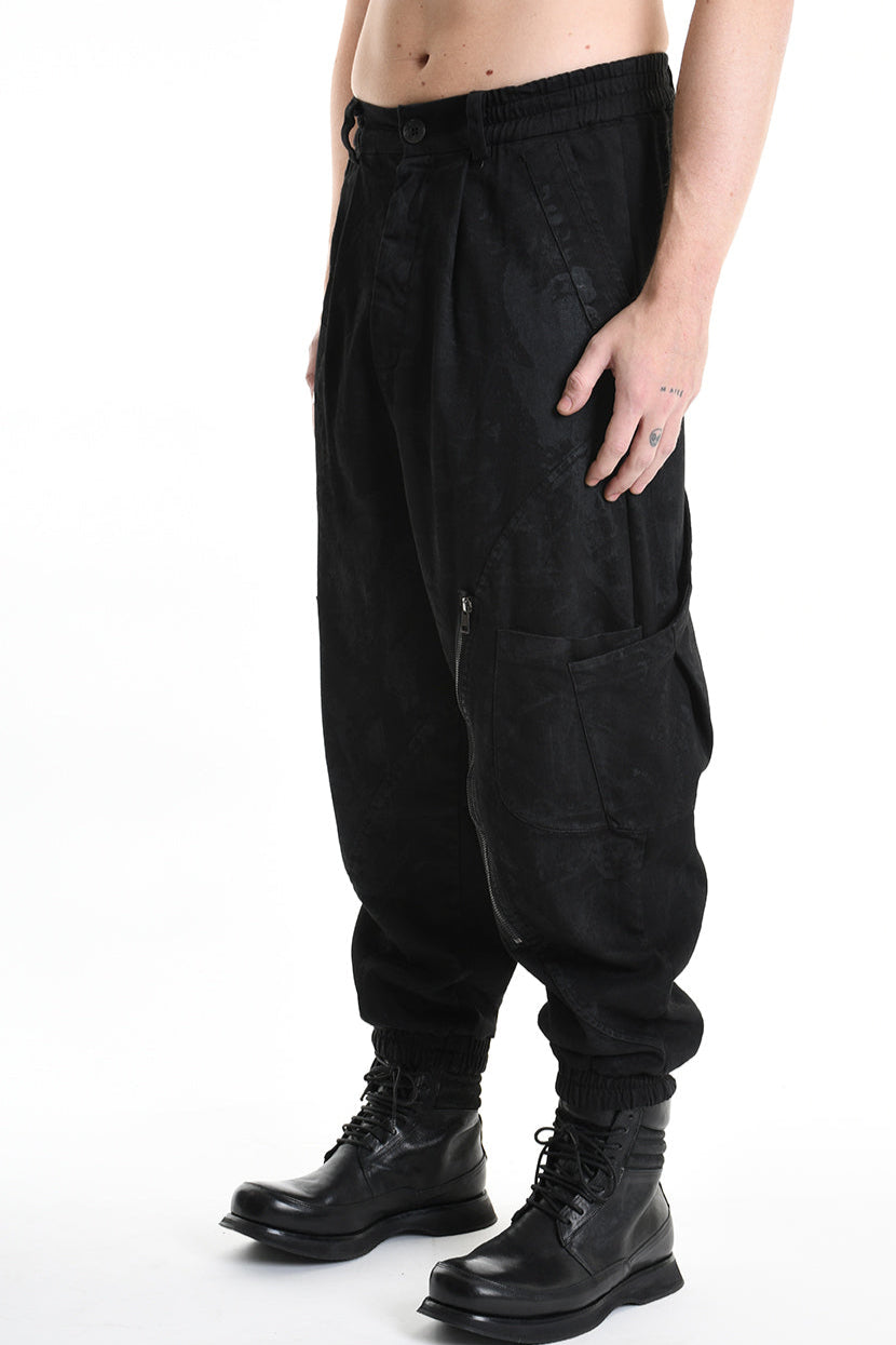 3B M1121 TROUSER Over Bull Stretch Coated Black MAN LA HAINE INSIDE US