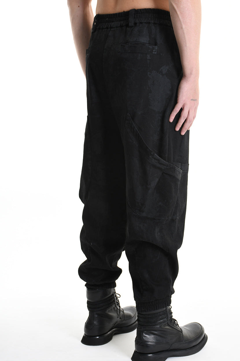 3B M1121 TROUSER Over Bull Stretch Coated Black MAN LA HAINE INSIDE US