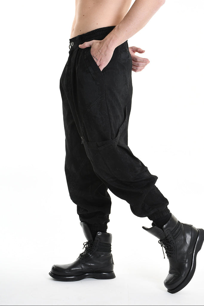 3B M1121 TROUSER Over Bull Stretch Coated Black MAN LA HAINE INSIDE US