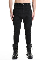 3B M1123 TROUSER Skinny Bull Stretch Coated Black MAN LA HAINE INSIDE US
