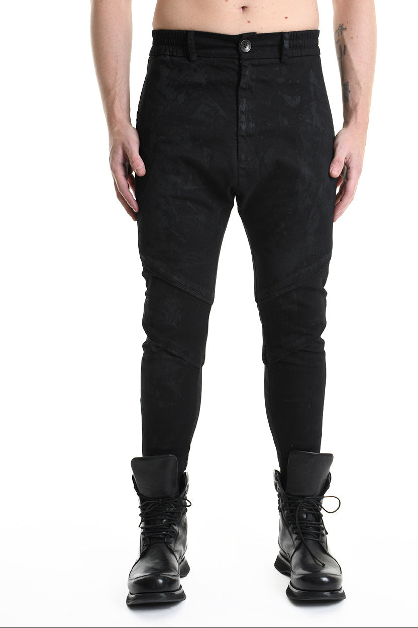 3B M1123 TROUSER Skinny Bull Stretch Coated Black MAN LA HAINE INSIDE US