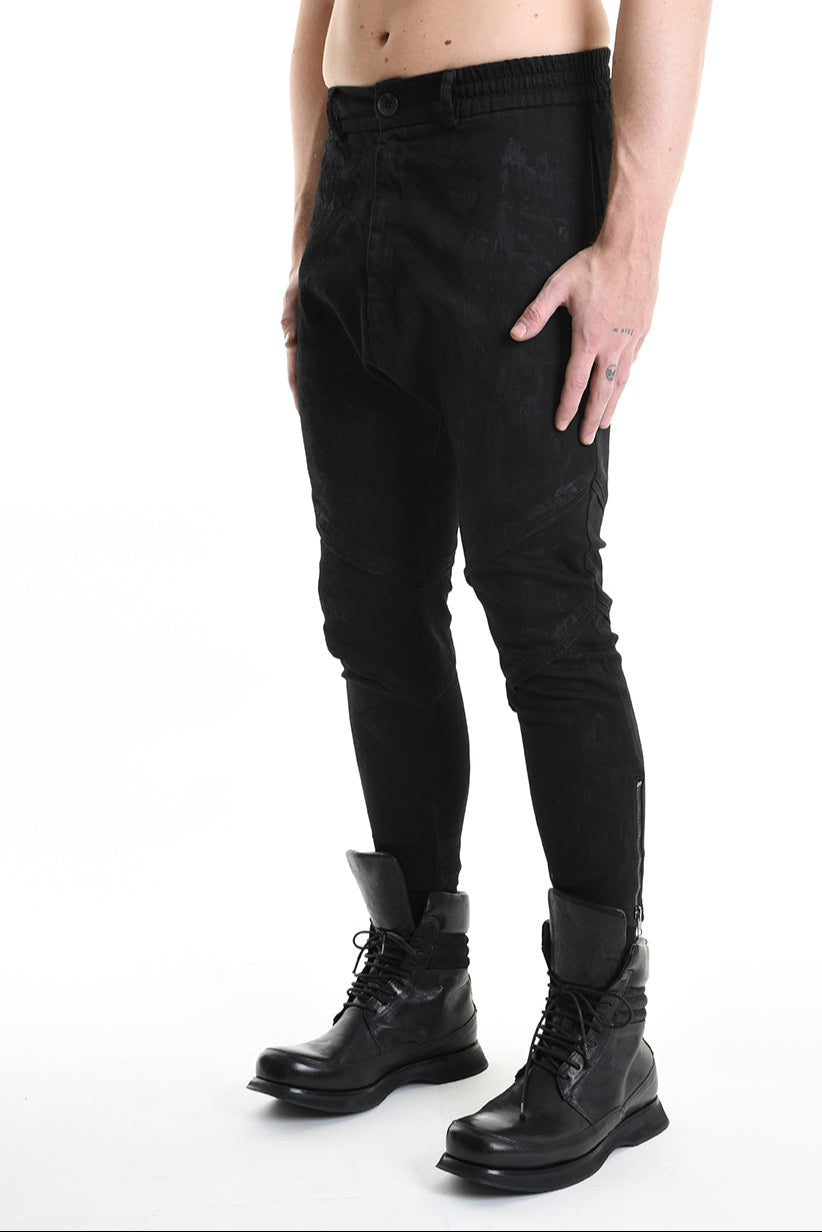 3B M1123 TROUSER Skinny Bull Stretch Coated Black MAN LA HAINE INSIDE US
