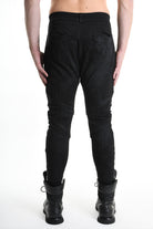 3B M1123 TROUSER Skinny Bull Stretch Coated Black MAN LA HAINE INSIDE US