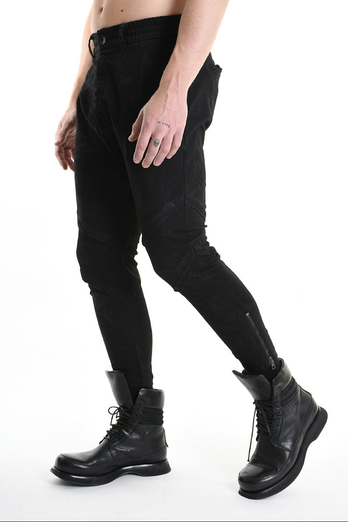 3B M1123 TROUSER Skinny Bull Stretch Coated Black MAN LA HAINE INSIDE US