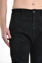 3B M1123 TROUSER Skinny Bull Stretch Coated Black MAN LA HAINE INSIDE US