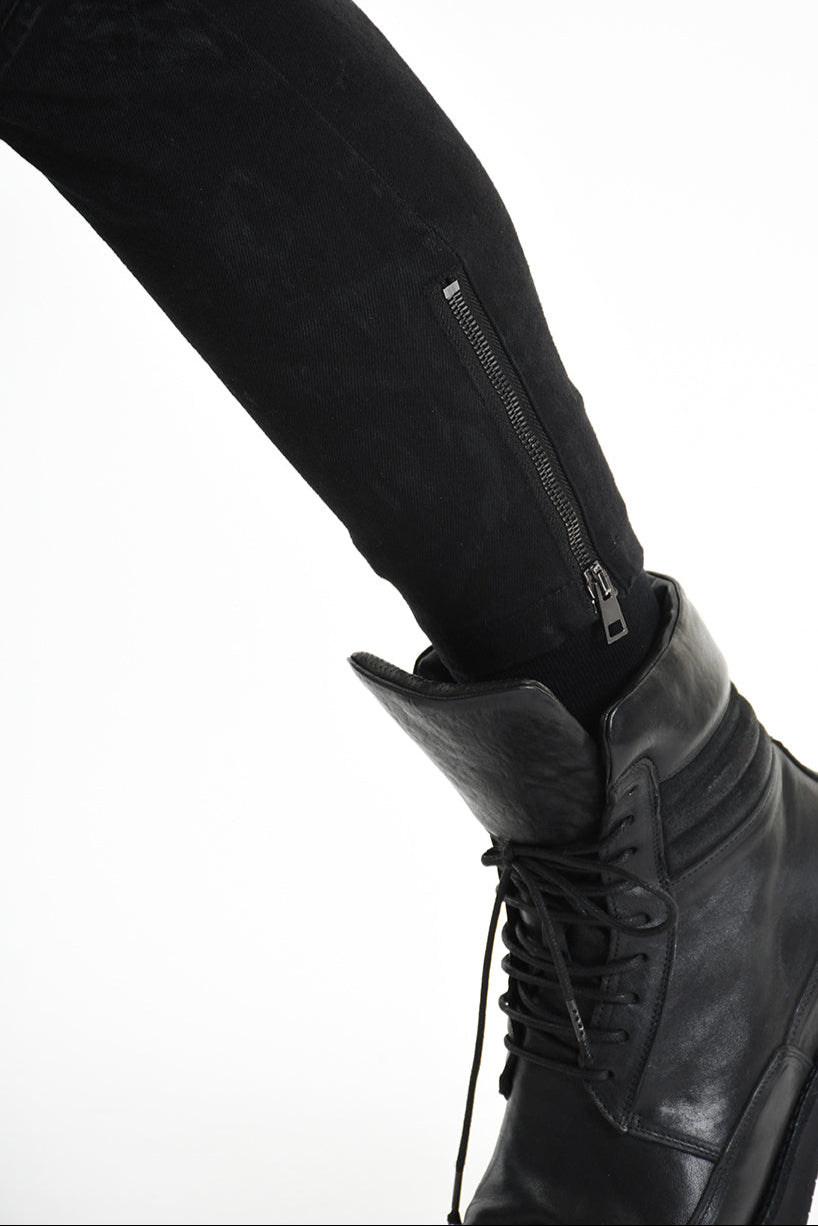 3B M1123 TROUSER Skinny Bull Stretch Coated Black MAN LA HAINE INSIDE US