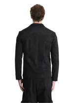 3B M1125 BLAZER Regular Fit in Laminated Stretch Bull Fabric, Black. LA HAINE INSIDE US