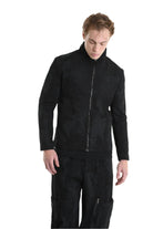 3B M1125 BLAZER Regular Fit in Laminated Stretch Bull Fabric, Black. LA HAINE INSIDE US