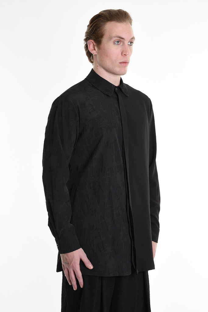 3B M1128 SHIRT Regular Long Viscose & Nylon Jacquard Black LA HAINE INSIDE US