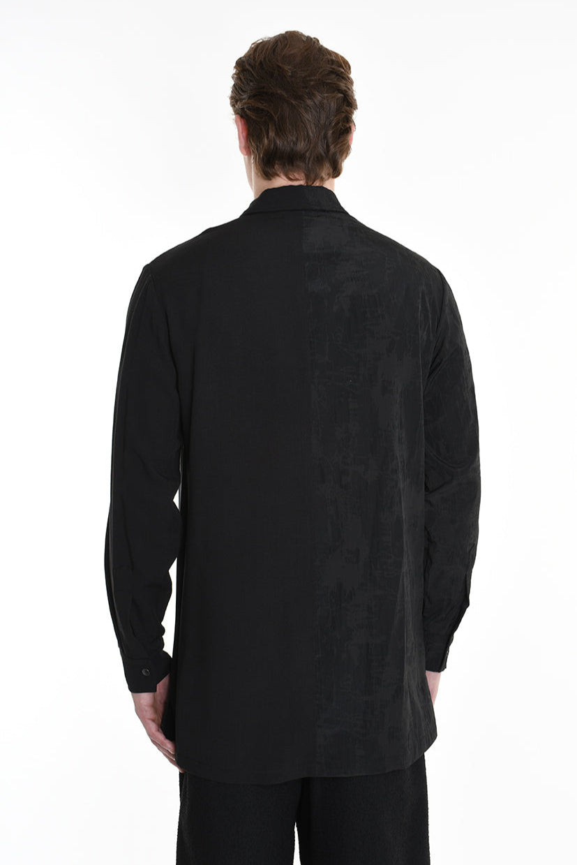 3B M1128 SHIRT Regular Long Viscose & Nylon Jacquard Black LA HAINE INSIDE US
