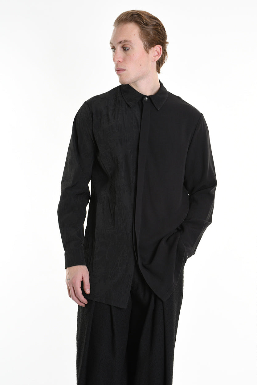 3B M1128 SHIRT Regular Long Viscose & Nylon Jacquard Black LA HAINE INSIDE US